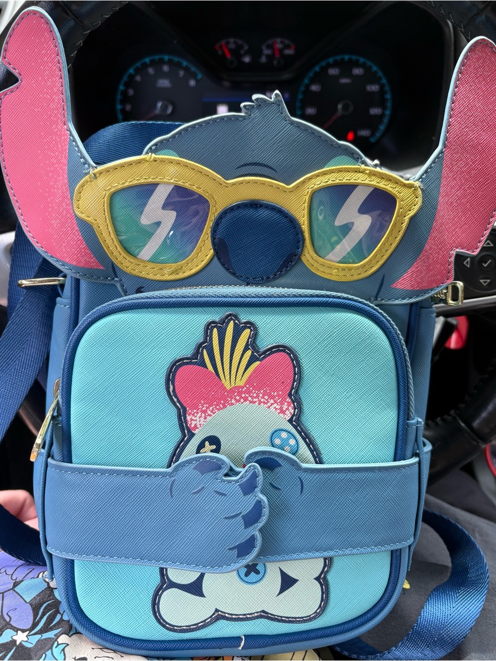 EUC Disney Loungefly Stitch and Scrump Crossbody Bag with Detachable Pouch